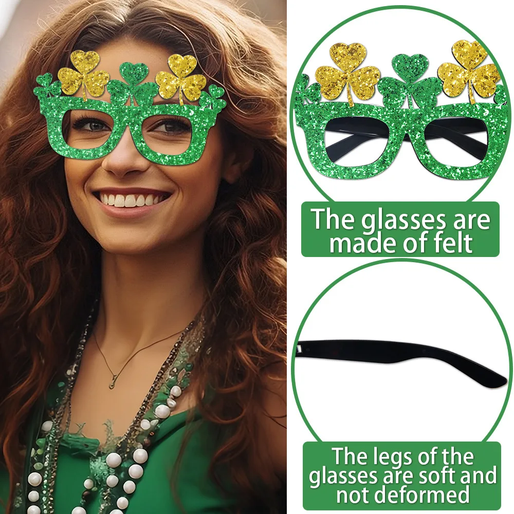 St. Patrick’s Day Theme Party Decoration Clover Glasses Beer Glasses Irish Festival Series Atmosphere Party Decoration DIY Decor