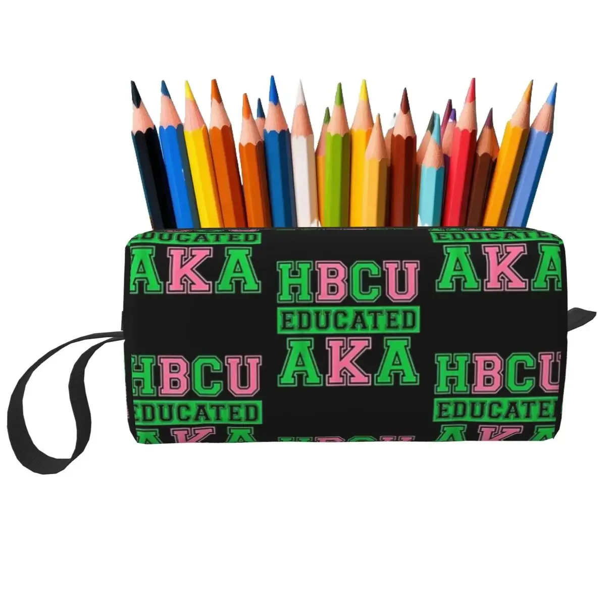 HBCU Grad AKA Sorority Paraphernalia, HBCU Educated AKA Makeup Bag Toiletry Cosmetic Bag for Women Beauty Travel Pencil Case