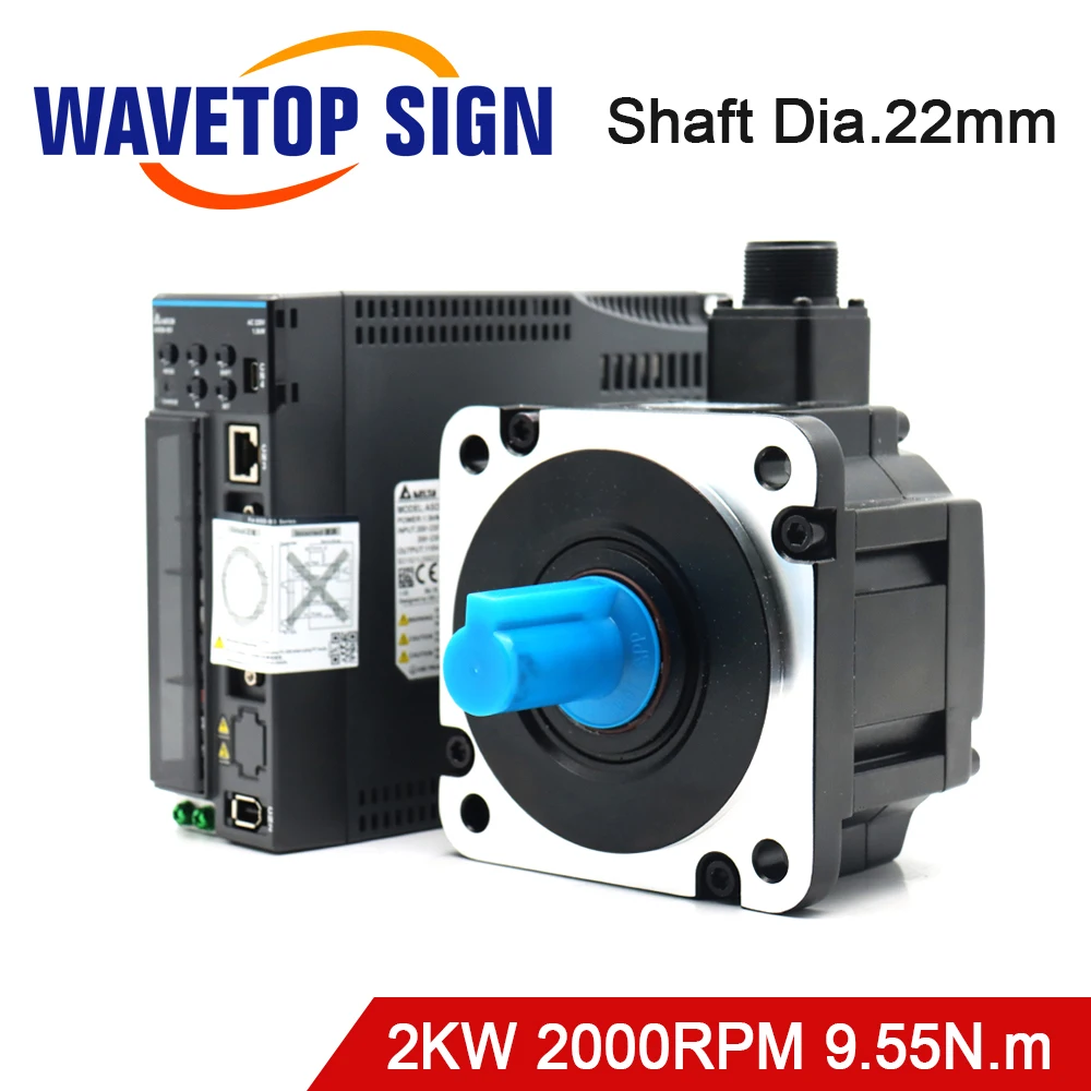 WaveTopSign Delta B3 2KW Servo Motor Kits 2000rpm 9.55N.m ASD-B3-2023-L + ECM-B3M-E21320RS1/SS1 Replaces B2 Series 2KW