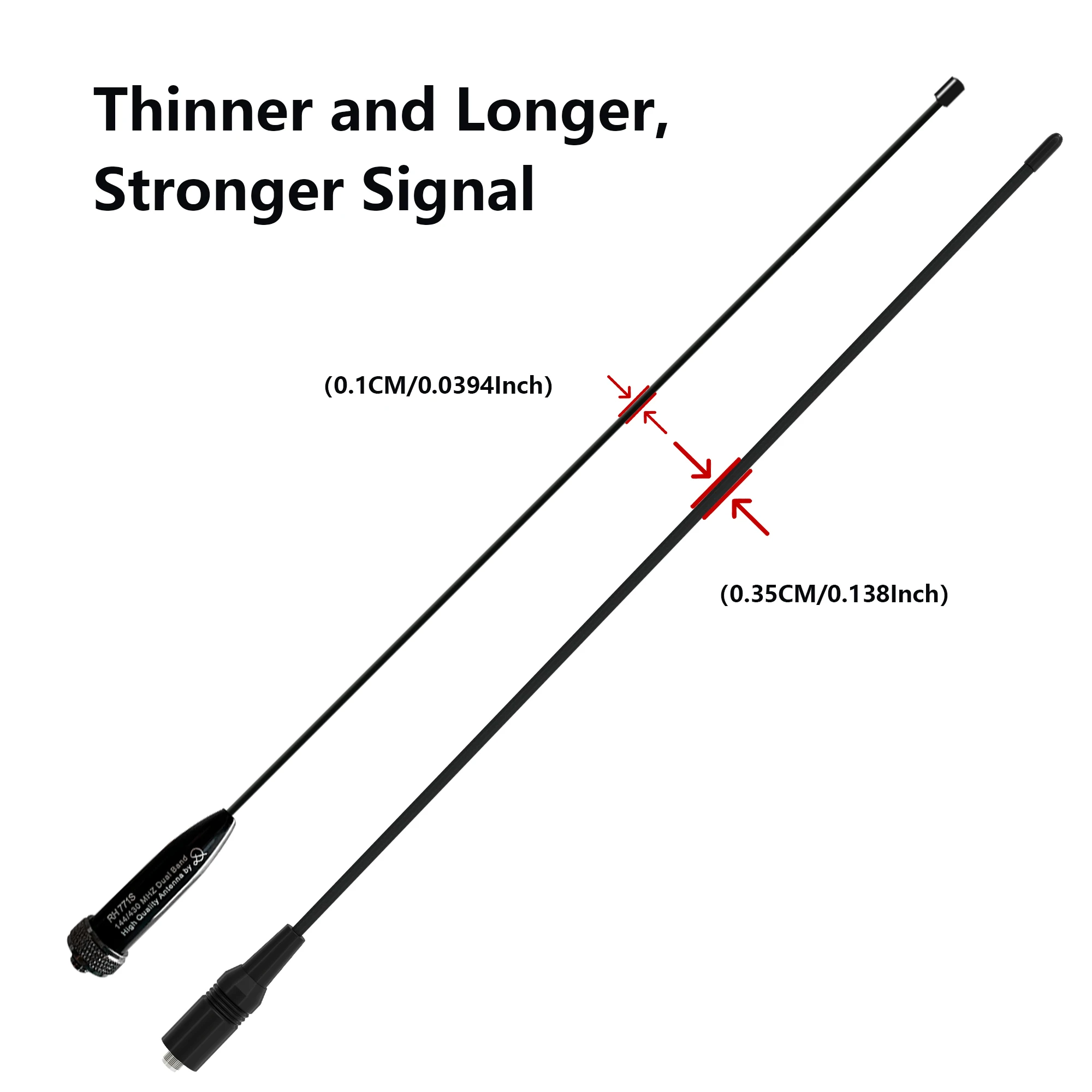 RH771S Walkie Talkie Antenna SMA-F Ultra-thin Aerial Dual Band 144/430MHz High Gain Enhance Signal For DM-1701A UV-5RH Pro Radio