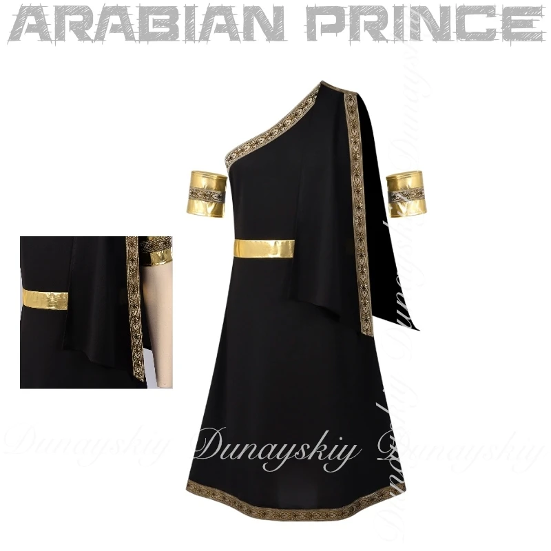 

Helloween Medieval Cosplay The Black Ancient Greek Tunic Arabian Prince Costume Anime Character Stage Cospaly Costume All Of Set