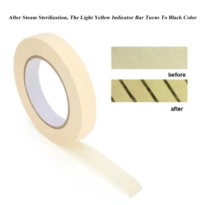 25mm X 50m Autoclave Tape Lead Free Process Steam Sterilization Indicator Biological Grade Paper Tape For Dental Surgical Tools