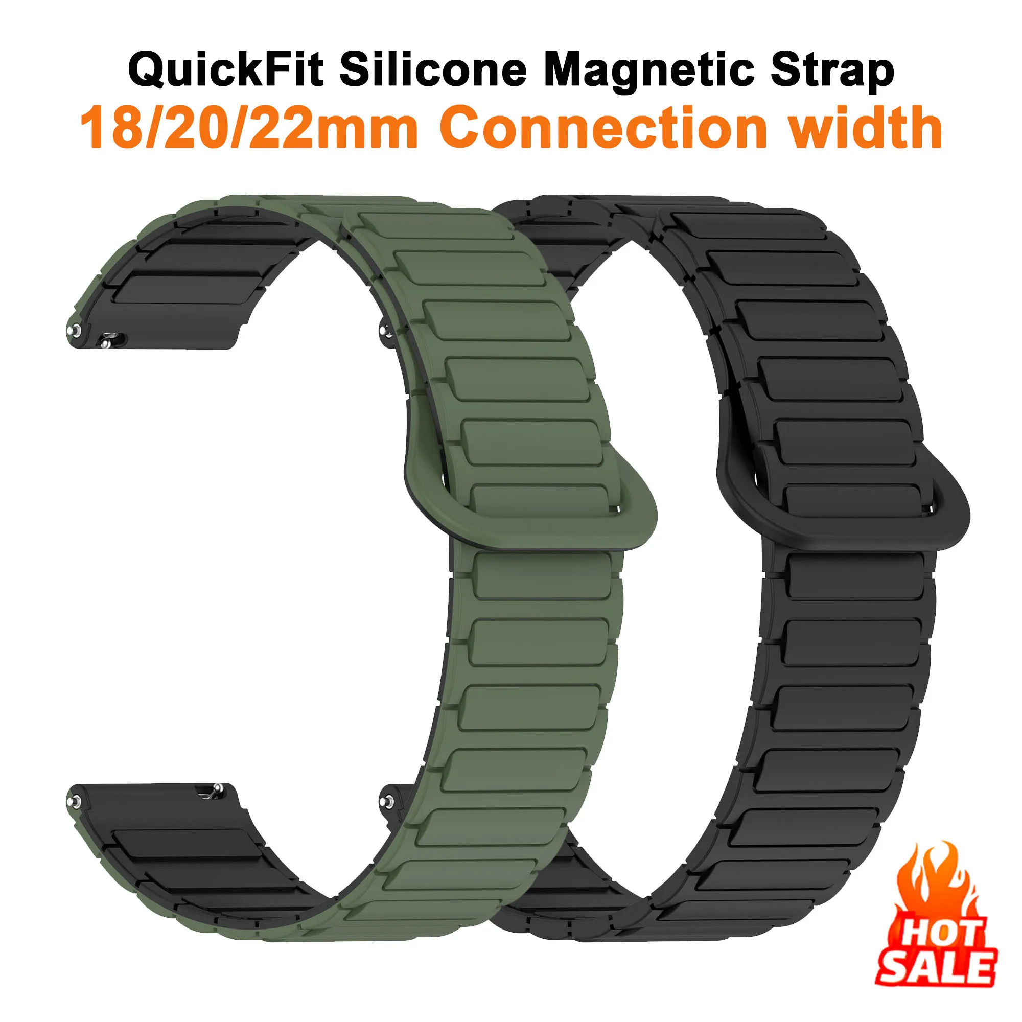 Pulseira Magnética de Silicone de 20mm para Huawei Watch GT5 Pro 42mm 46mm, Pulseira Esportiva para Smartwatch, Compatível com Amazfit Bip 6.