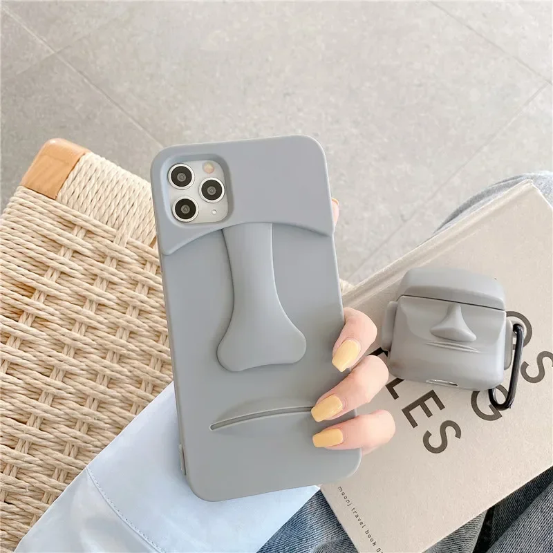 Luxury Retro moai statue 3D Phone Case For Apple case for iPhone 16 15 14 13 12 11 Pro Max Xr X 7 8 Plus 12 mini case Cute cover