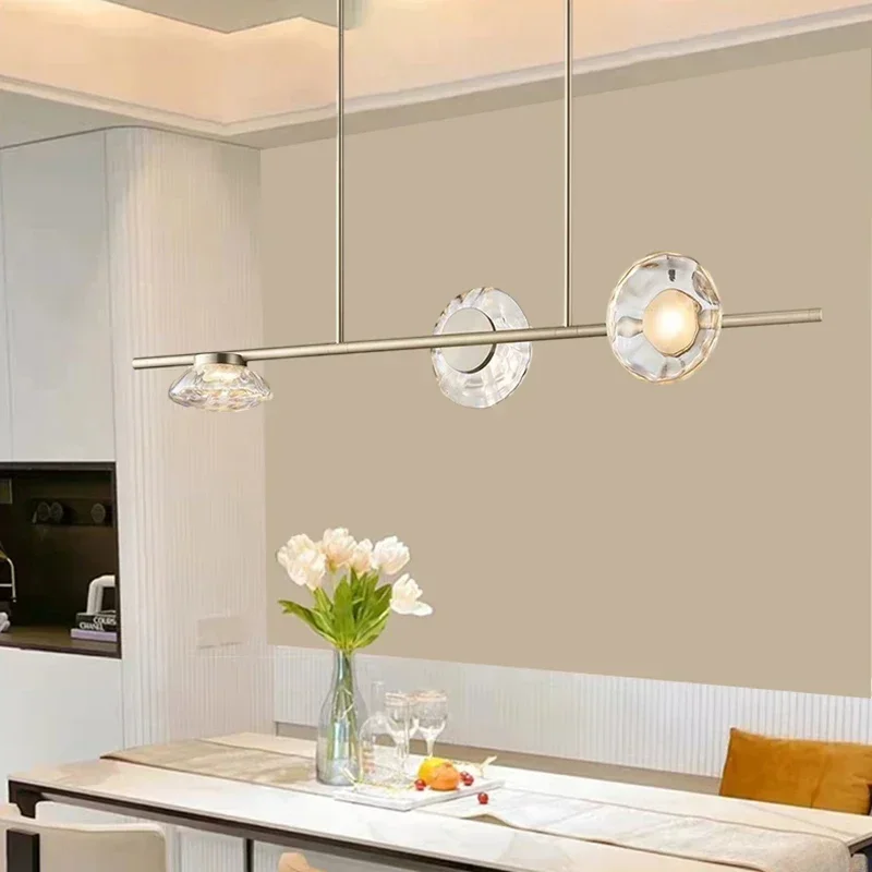 

Creative Clear Glass LED Chandeliers Gold Metal 3000K For Restaurant Parlor Kitchen Bar Dining Room Lighting Fixtures