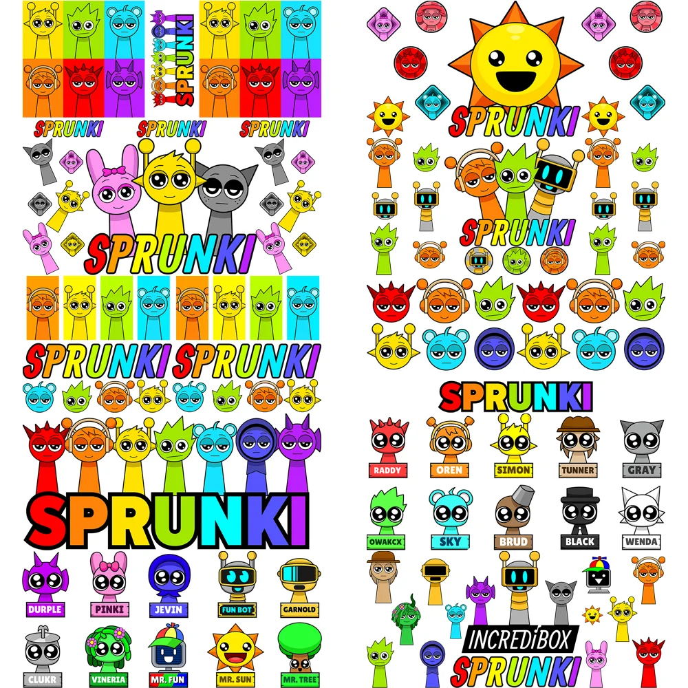 20 Style Music Game Sprunki 3D Stickers DIY Cup Wraps Scrapbooking Phone Luggage Skateboard Funny Game Image UV DTF For 16oz Cup