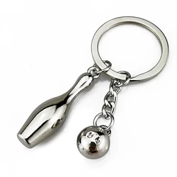 Creative Alloy Bowling Ball Pendant Car Key Ring Purse Bag Ornament Keychain Sports Lover Club Gift