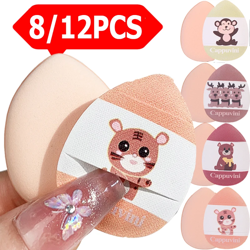 12 Stück Mini Finger Puff Set Foundation Puder Detail Make-up Schwamm Gesicht Concealer Creme kosmetische Puffs Zubehör Make-up-Tools