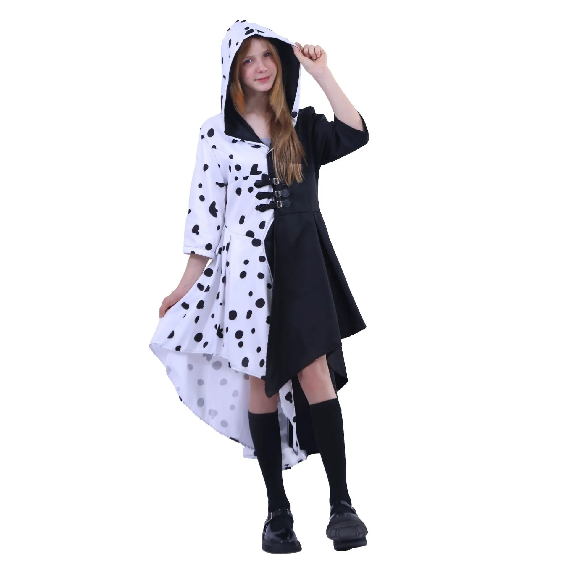 

New loween Bla White Witch Cosplay Dr 0 Dalmatians Spot Stage Performance Costume Parent Child Matching Polyester F...