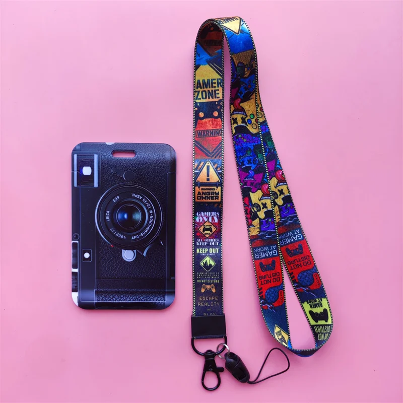 Retro Tape Card Holder Lanyard Camera Neck Strap Credit Card Case ID Badge Holders Credentials Protection Card Holders