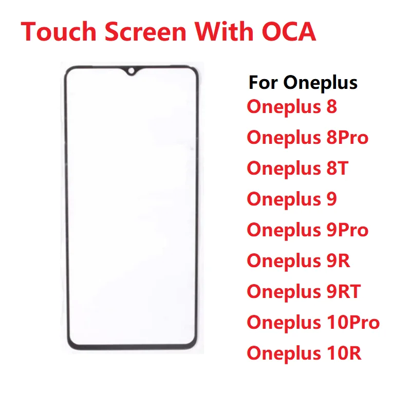 Outer Screen For Oneplus 8 9 10 Pro 8T 9R 9RT 10R 10T Front Touch Panel LCD Display Glass Cover Lens Repair Replace Parts + OCA