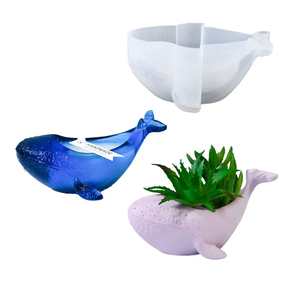 3D Whale Whale Candle Cup Plant Flowerpot Marine Animal Candlestick Silicone Mold DIY Accessories Cement Gypsum Molds