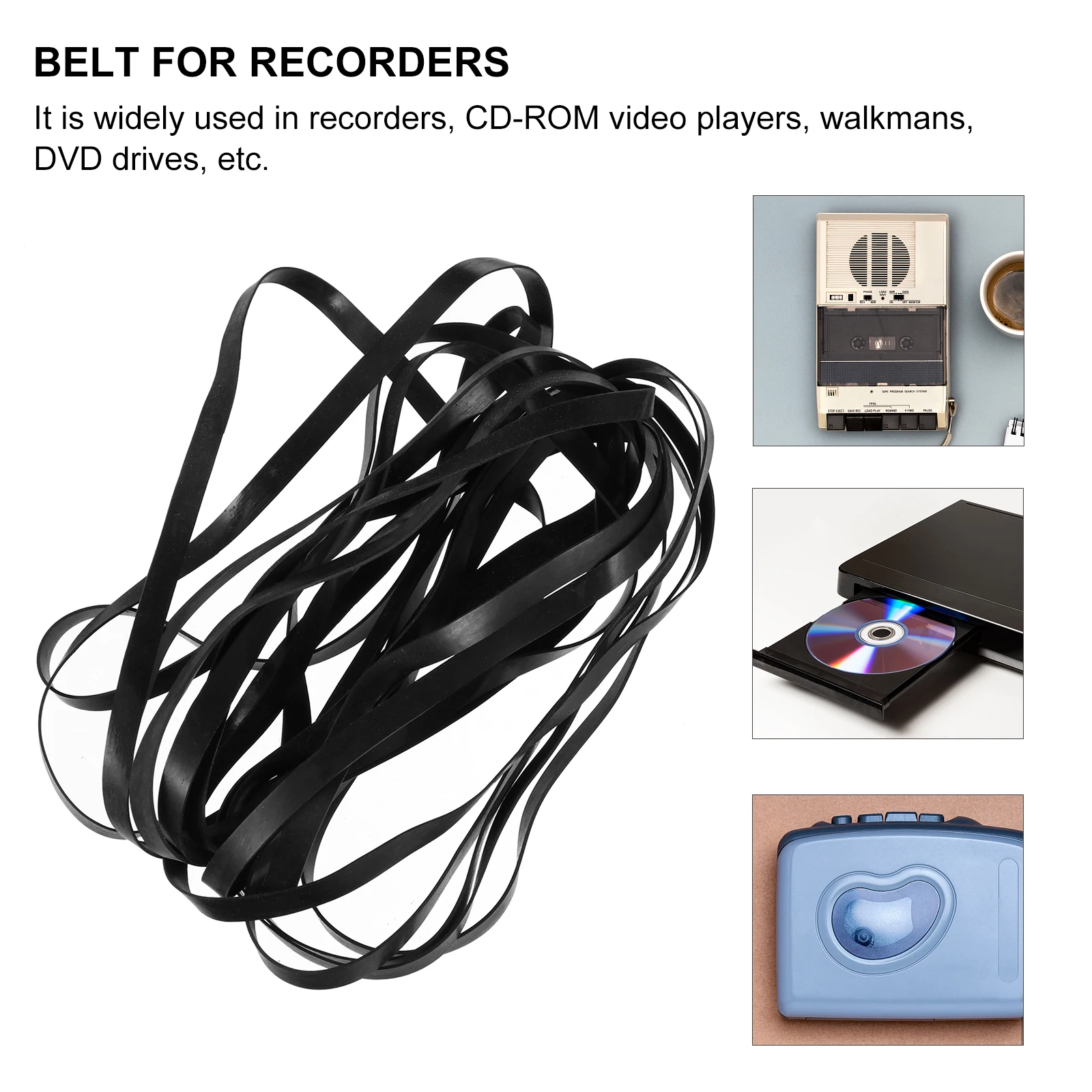 40Pcs Recorder Repair Maintenance Belt Balanced Durability Shock Absorption Suitable for Personal Stereo Cassette Player