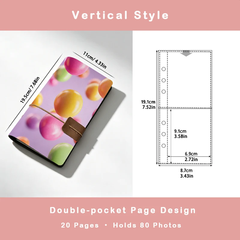 Portable Photo Page Design 20 Sheets Holds 80 3-inch Photos Travel Photo Organizer Cute Decor Album Birthday Gift For Kids Frien
