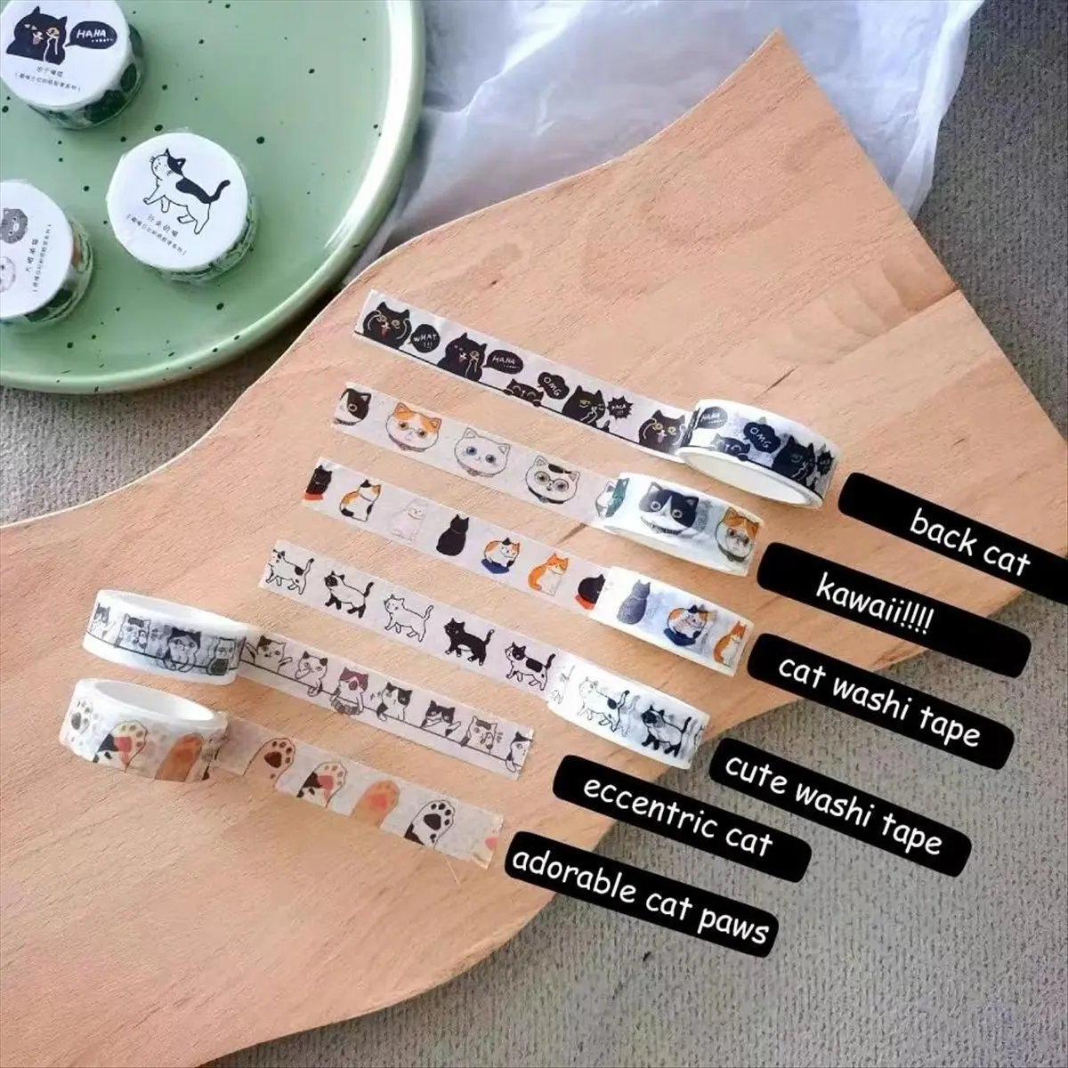MALL Cat Washi Tape Set - 15 mm Wide Washi Tape, Wide16ft Long/Roll Cute Washi Tape, Scrapbook Supplies, Journaling Supplies