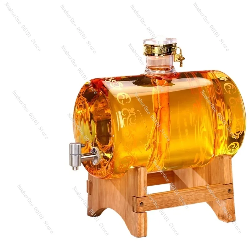 Glass Wine Brewing Bottle with Spout,Large Capacity Fruit Wine Jar,Herbal Wine Fermentation Tank,Household Self-Brewing Storage