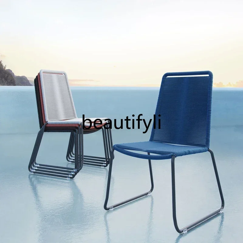 CC – ensemble Table et chaise en rotin tissé en teck, imperméable, pour balcon, Villa extérieure, cour, sable, loisirs, café, Restaurant occidental