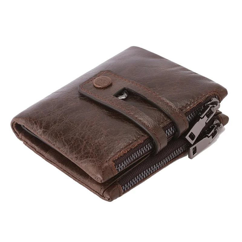 Genuine Leather Men Wallet Small Zipper&Hasp Male Short Coin Purse Brand Rfid Card Holder Money Clip Men\'s Bag Handbag