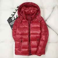 Men Shiny Puffer Jackets New Winter Man Hooded Casual White Duck Down Coats Quality Male Outdoor Windproof Warm Jackets Size 4XL 3
