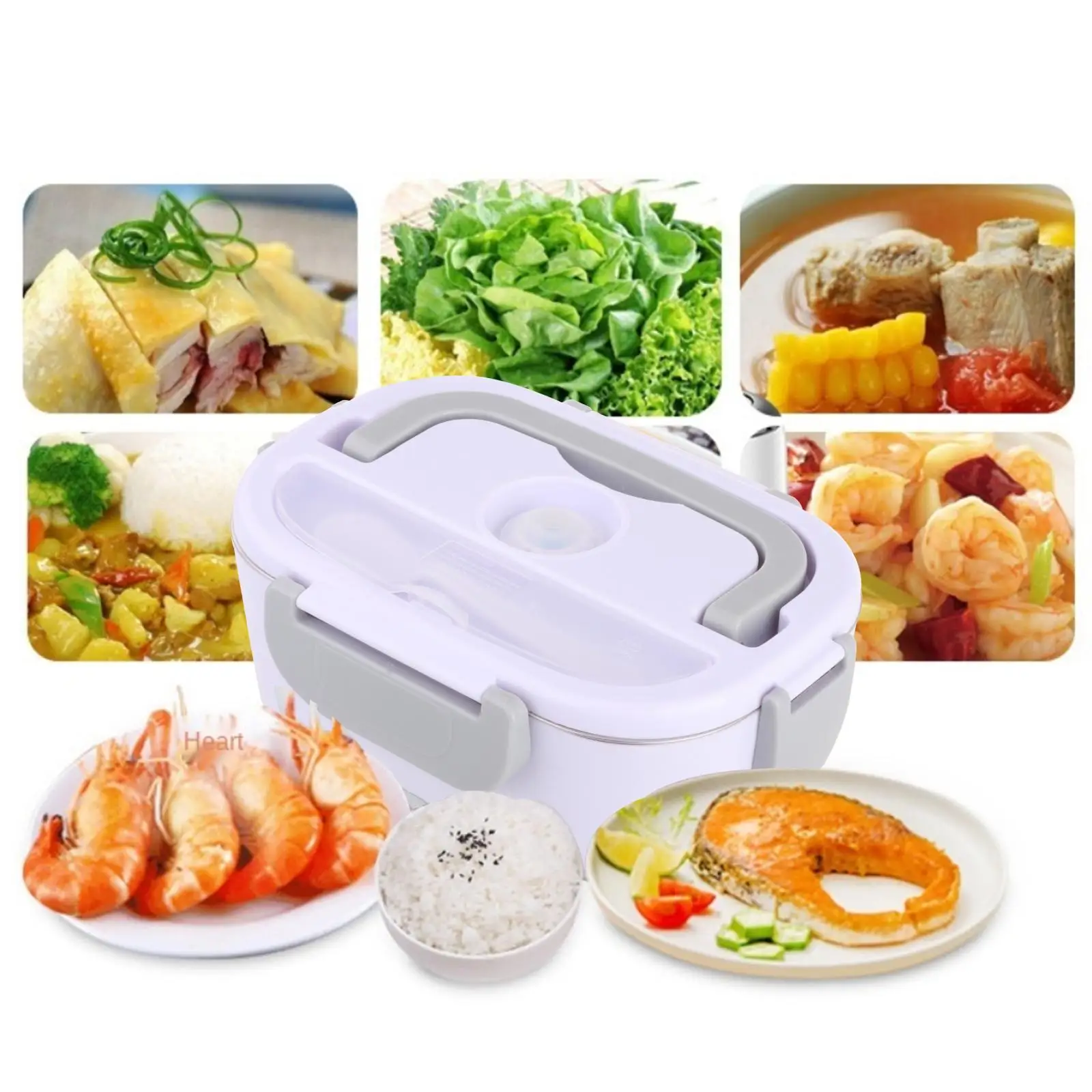 Electric Lunch Box 304 Stainless Steel Portable 12V 220V Bento Boxes Food Heater Container for Car Home EU Plug