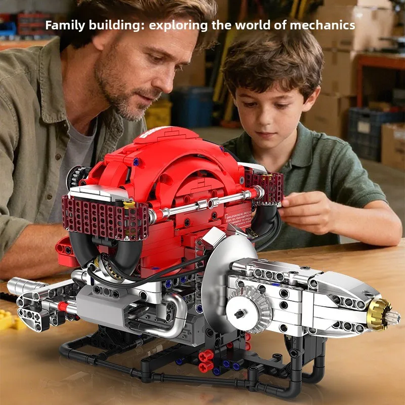 Simulated Beetle Electric Engine Puzzle Building Block Horizontally Opposed Car Engine Mechanical Electric Building Block Model