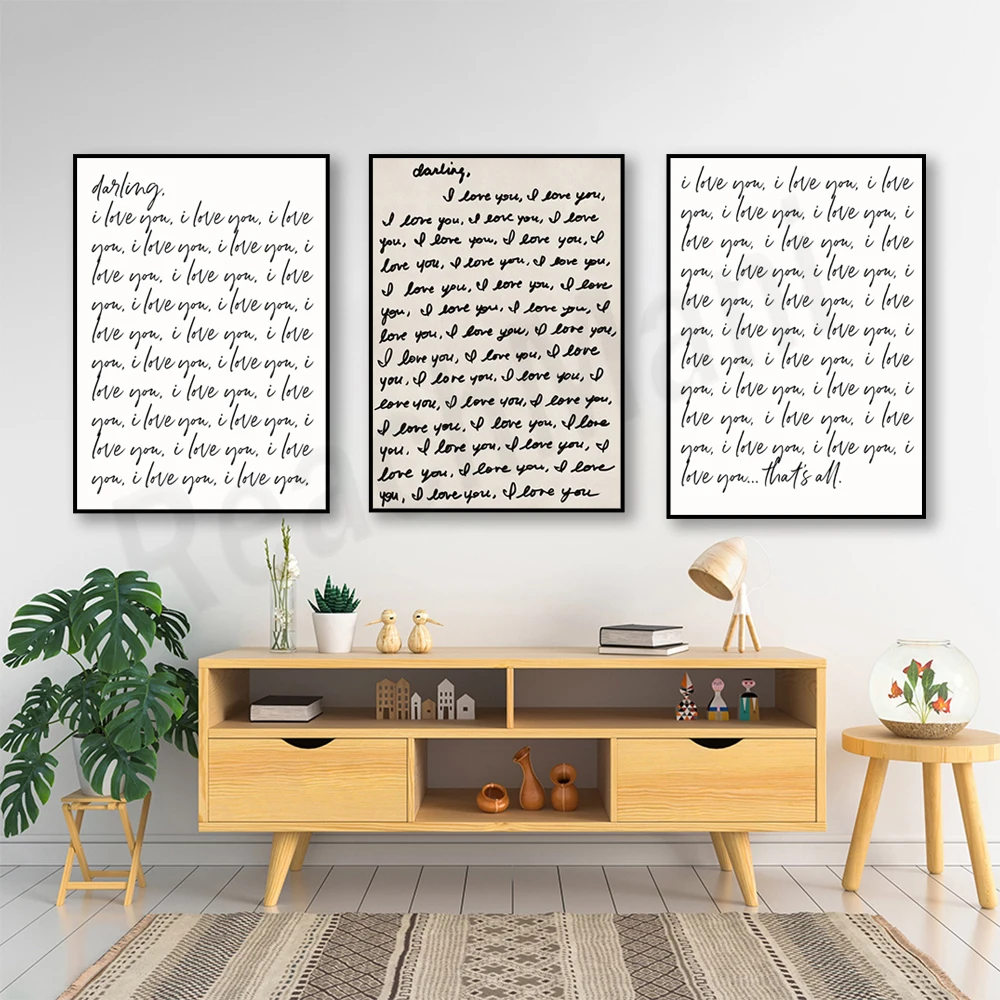 

Darling I love you art print, I love you I love you I love you, valentines day gift for her, love poster, bedroom bed decor