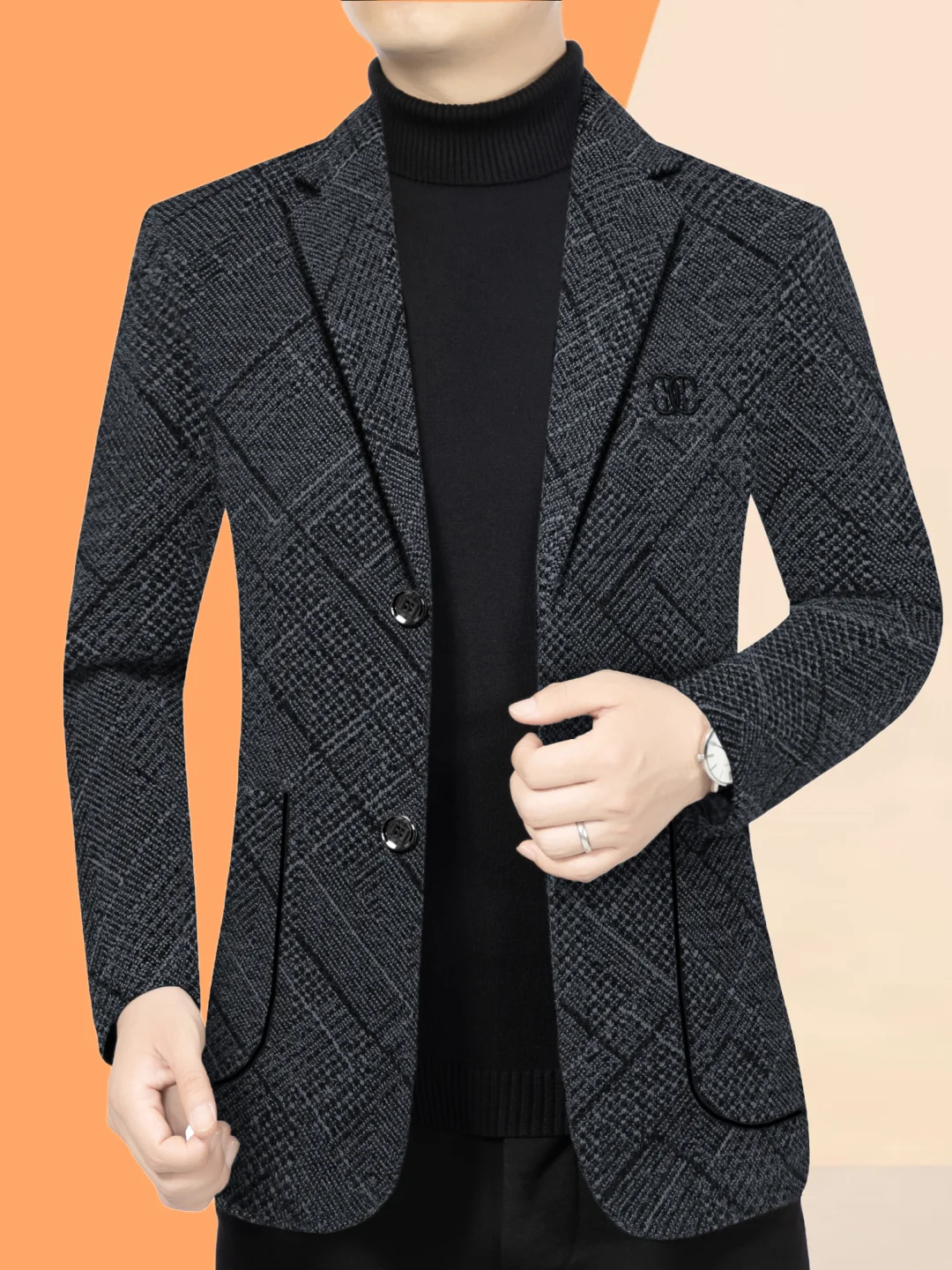 

Thickened Flannel Casual Men's Suit Jacket Autumn Winter Fashion City Style Youth Leisure Luxury No Ironing Processed