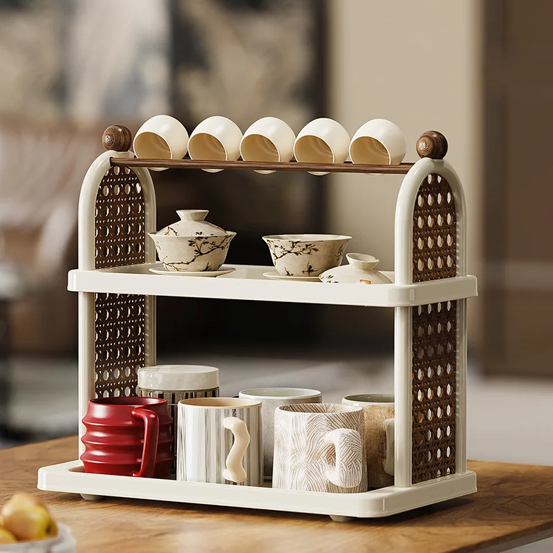 Plastic Tea Cup Storage Rack Multi-functional Makeup Shelf Bathroom Organizer Kitchen Organizer Home Decor Perfume Organizer