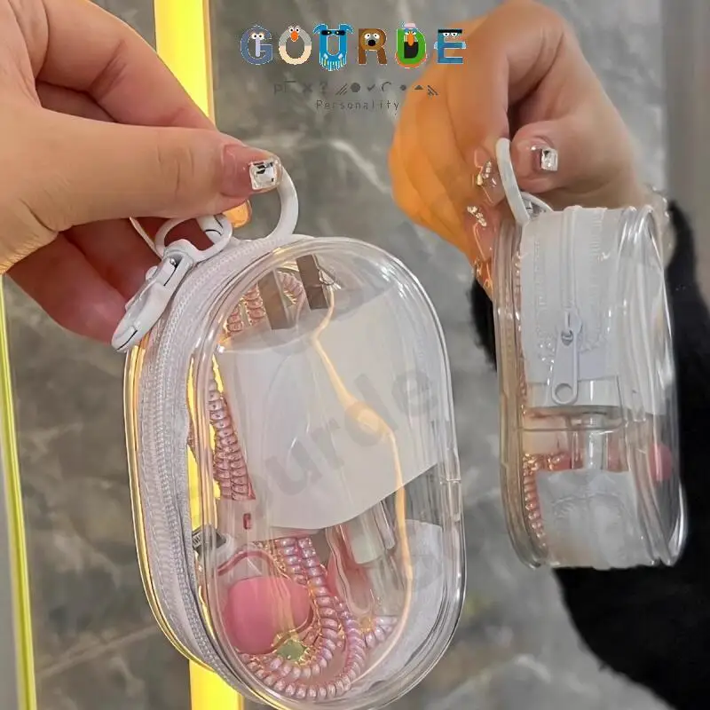 Gourde صندوق تخزين بسيط وشفاف متعدد الوظائف للسفر في الهواء الطلق حقيبة تخزين كابل USB تخزين دائري