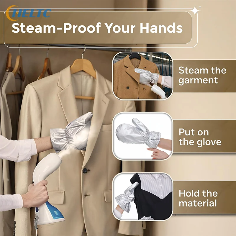 Garment Steamer Gloves For Steaming Clothes – Grey Steam Mitt Protects Against Heat – Flexible Hand Mitten For Steam Iron view 5