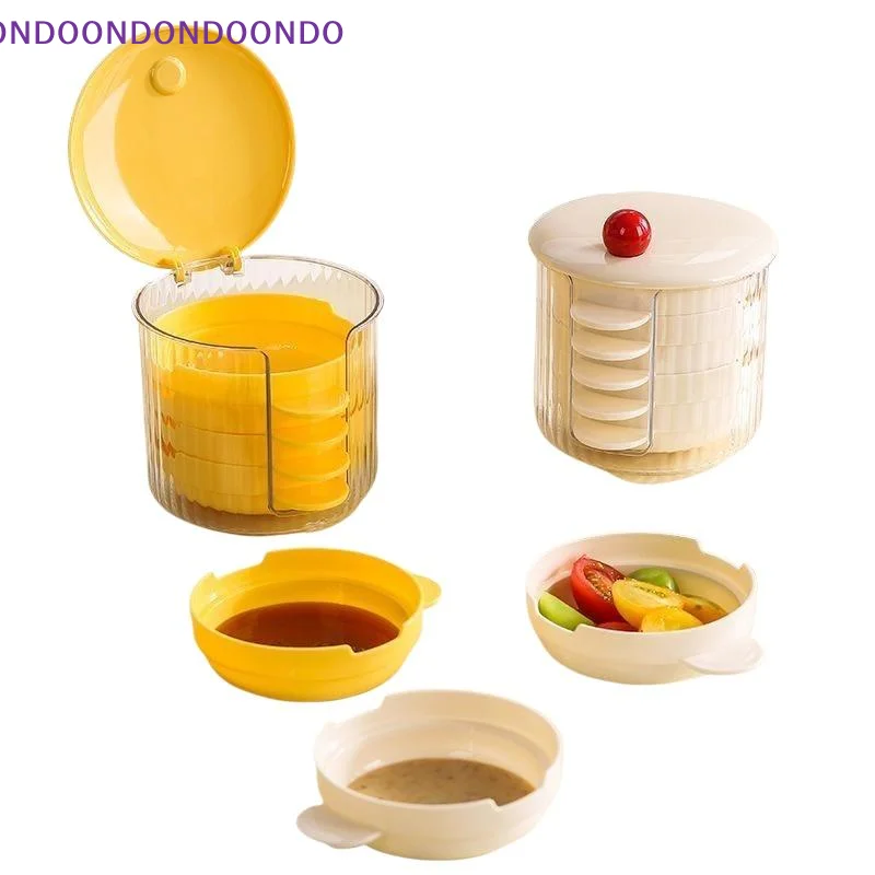 Portable Mini Sauce Dish Set With Chopstick Rest Dustproof Stackable Plastic Food Container For Kitchen