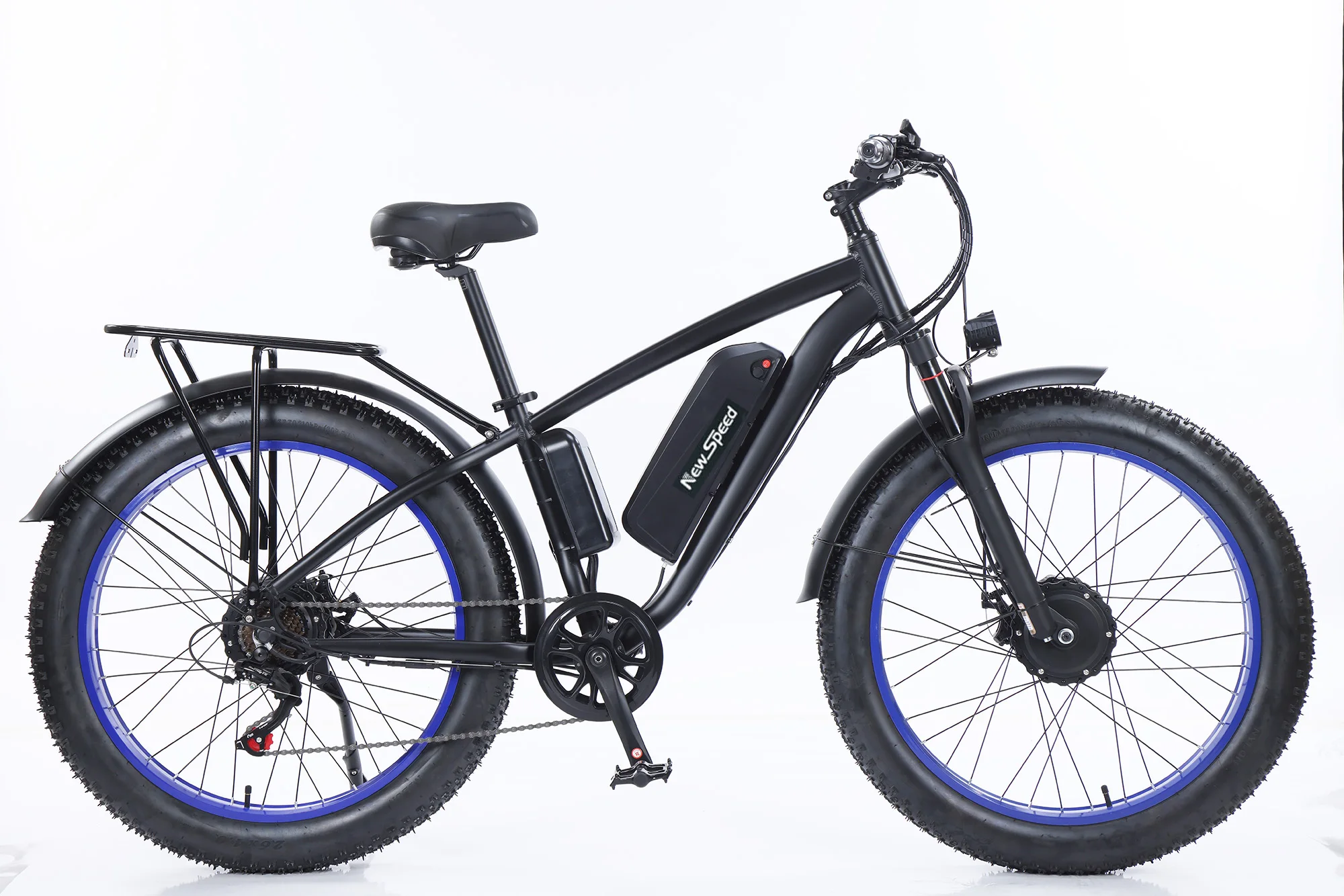 

Электрический велосипед в стиле мотоцикла, 48 В, 32 Ач, двойной аккумулятор, 2000 Вт, двойной двигатель, скорость 45–60 км/ч, 4,0 дюйма, 26 дюймов, электронный велосипед с толстыми шинами