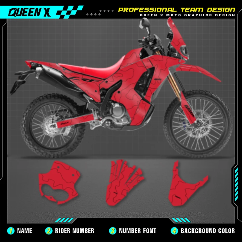 

Queen X MOTOR For Honda CRF 250 300 RALLY 2021 Custom Motorcycle Graphics Background Decal Stickers Kits