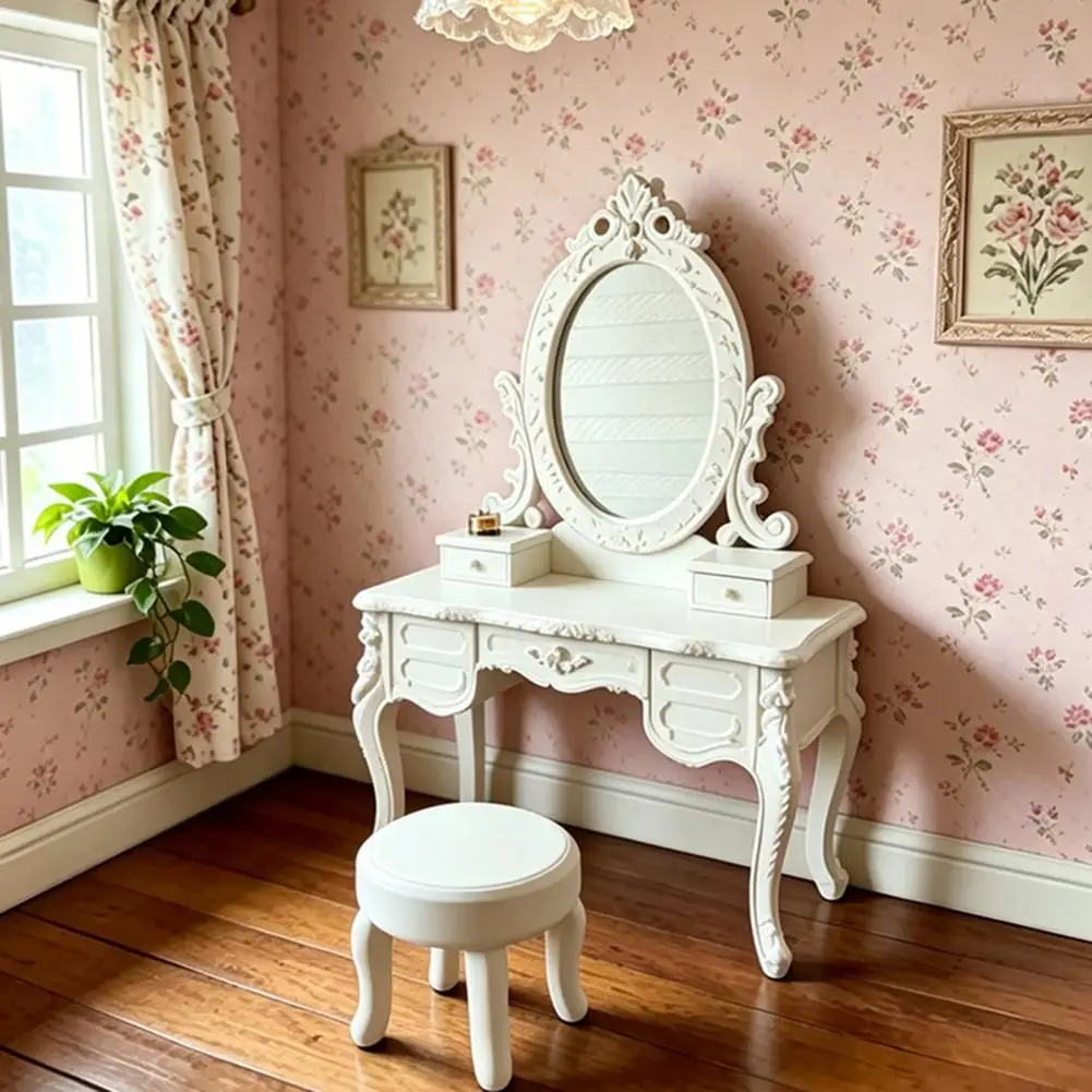 Doll House Ornaments 1 12 Miniature Furniture 1 12 Miniature Dollhouse Makeup Vanity Set Realistic Dollhouse Furniture