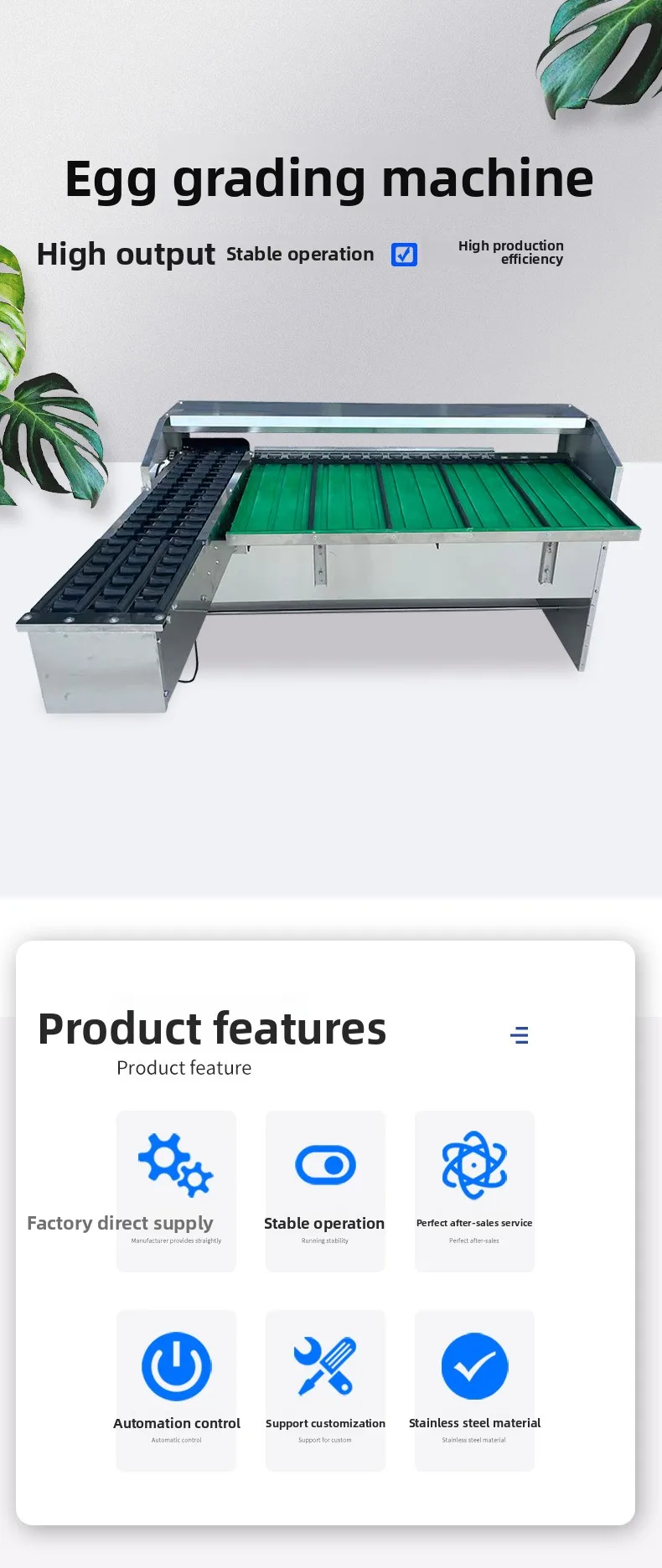 FOODLINE Semi‑Automatic Egg Sorting Machine Cost‑effective Device For Medium Size Poultry Farm Use