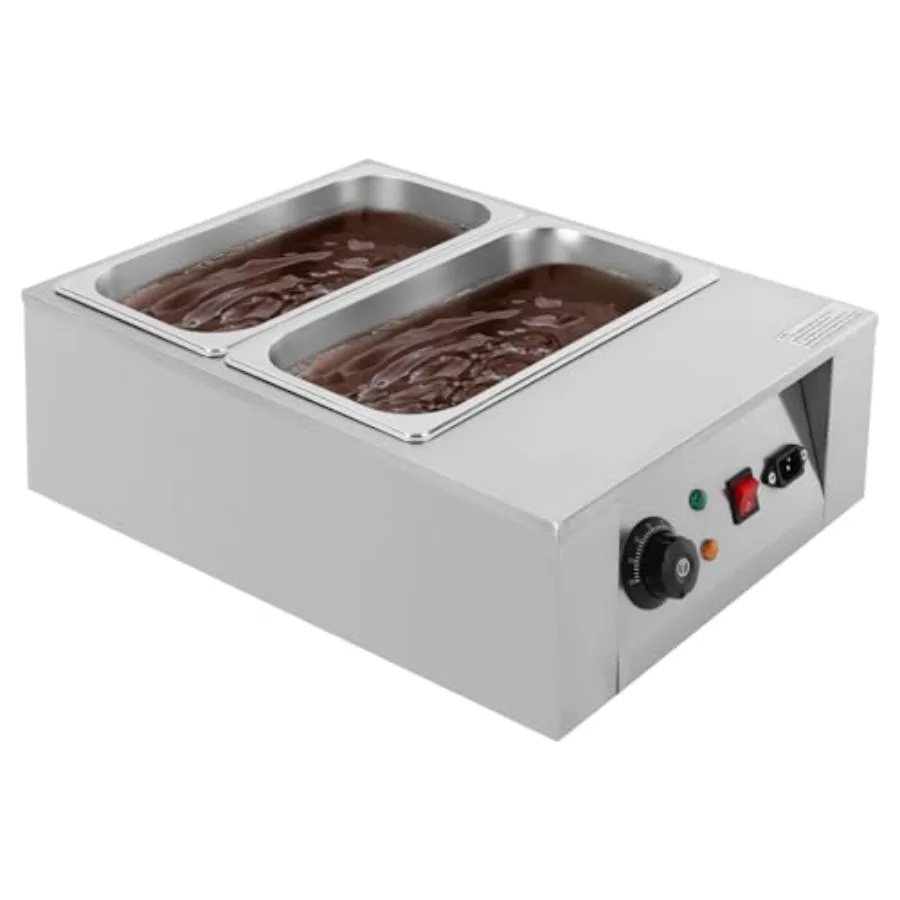 Professional Chocolate Melting Machine Electric Chocolate Melter Dual Pot 17.64LBS Ccity Adjustable Temp 77-185F 304 Stainless