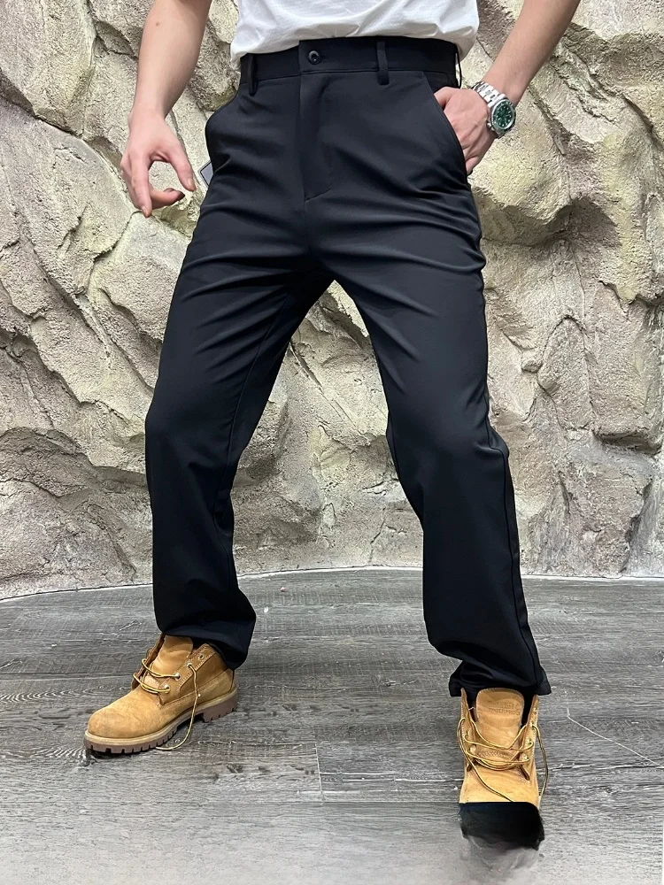 

Busin Casual Trousers Men's Autumn Commute High Elastic Fce Lined Straight Leg Anti Wrinkle Iron Free Outdoor Sle