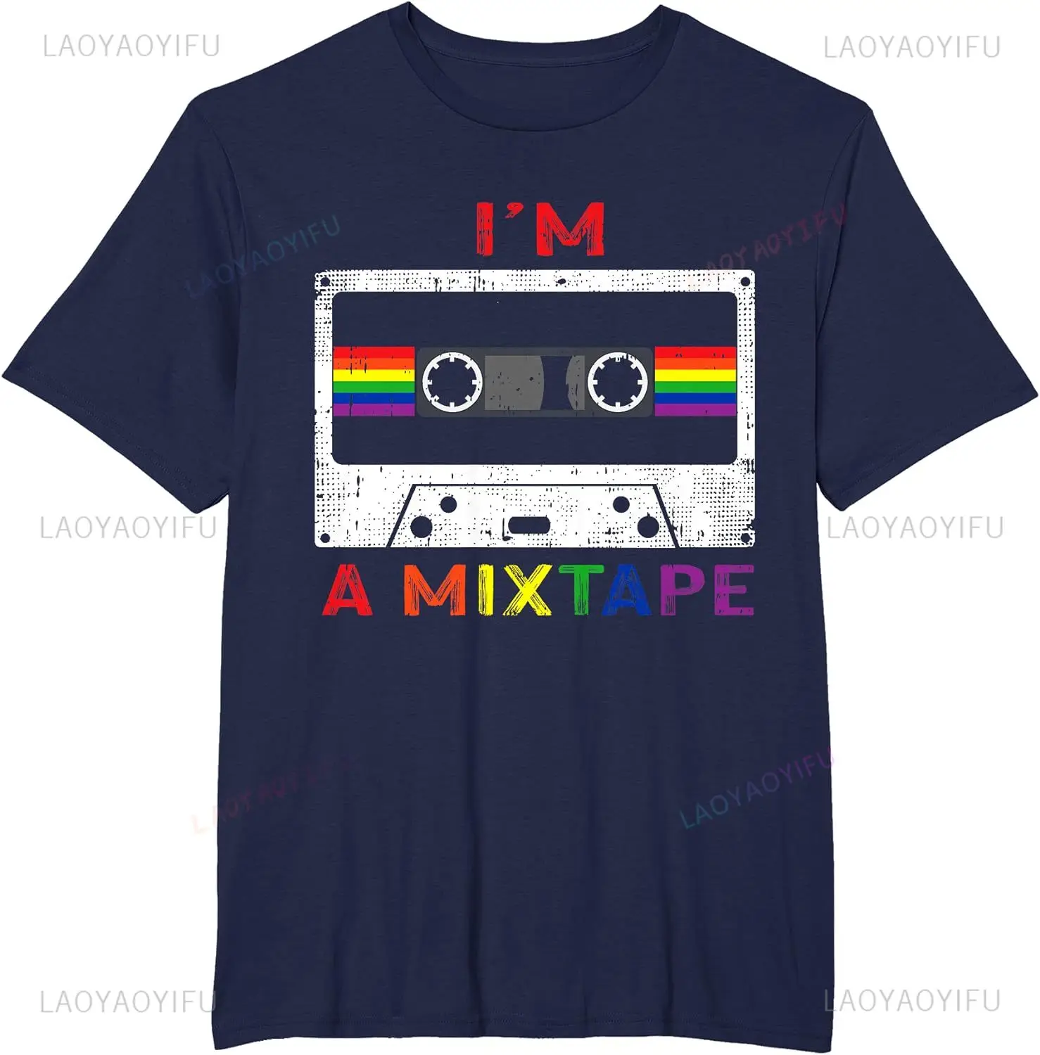 Im A Mixtape Gay Pride Rainbow Flag LGBTQ Retro LGBT Gift Man T-Shirt Summer Fashion Breathable Cotton Woman Graphic T Shirts