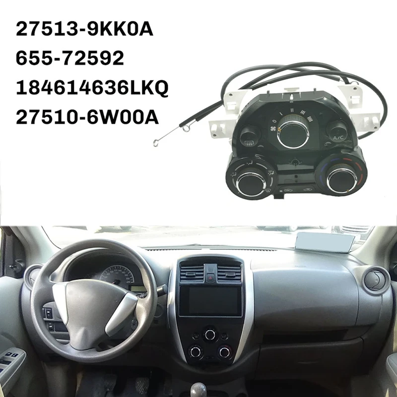 Carro A/C Aquecedor Clip Controle, Painel de Unidade de Temperatura para Nissan Versa, Sunny 2014-2012, 27513-9K0A, 655-72597, 27510-6W00A