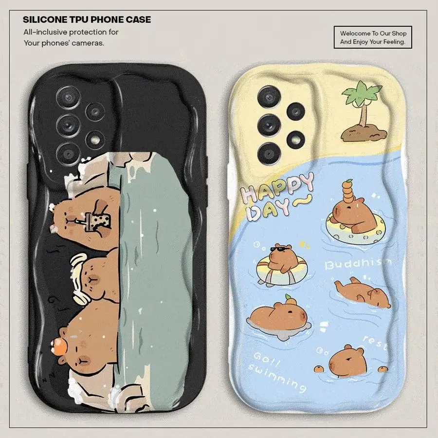 Take A Bath Capybara Phone Case for Samsung Galaxy A23 A25 A21s A24 4G A32 A34 A35 A51 A52 A52s A54 A55 A72 A73 5G Cover