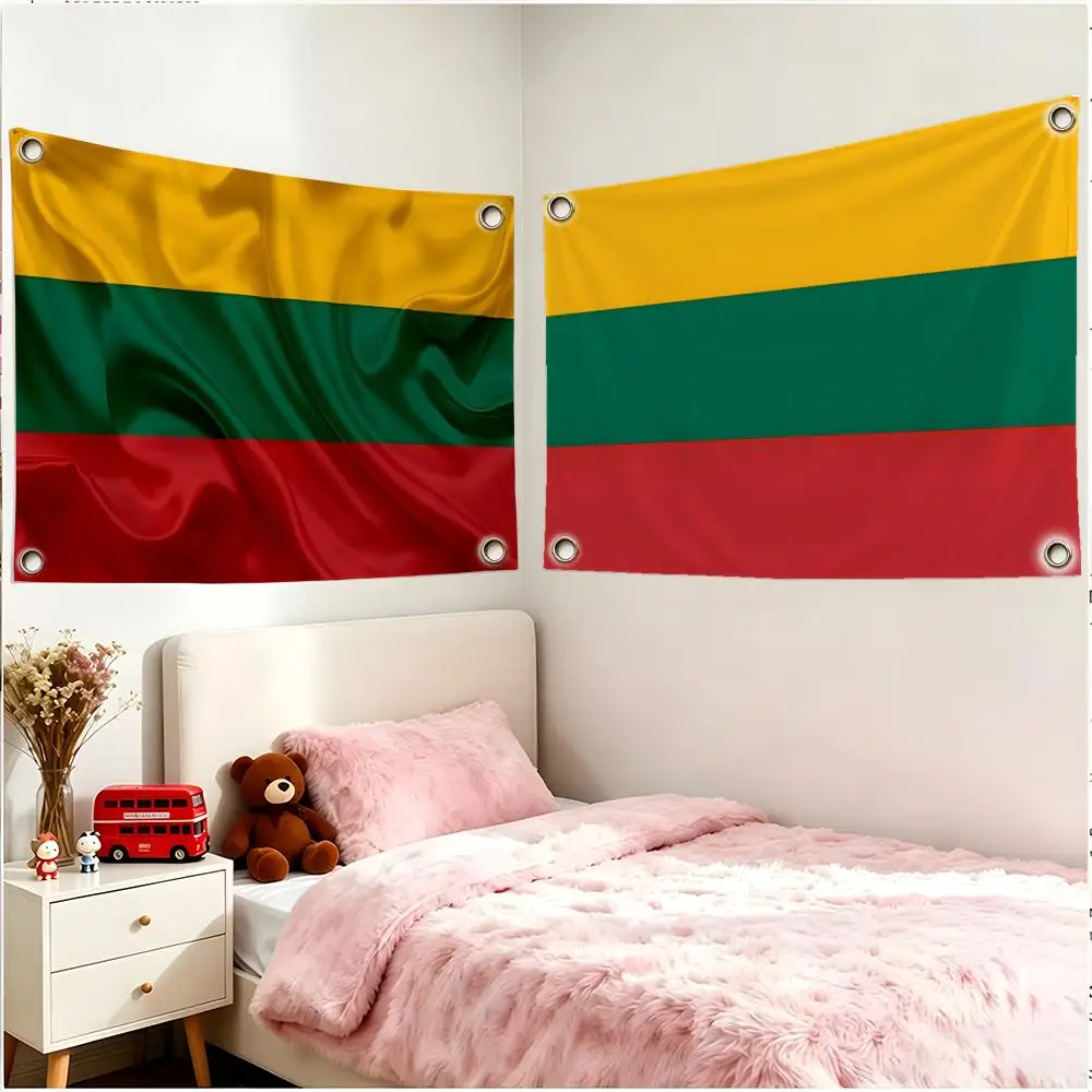 Country Nation Lithuania Flags Daily Four Ring Borderless Design Indoor & Outdoor Decor Easy to Hang Install