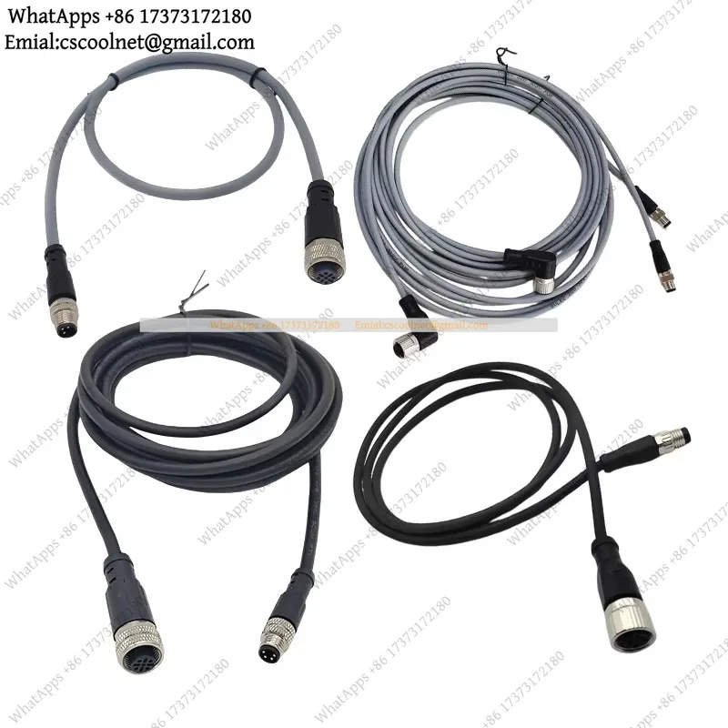 JS01 M12 to M8 Aviation Plug Wire 3Pin 4Pin Sensor Connector Cable Male to Female Dual Head Waterproof Extension Line