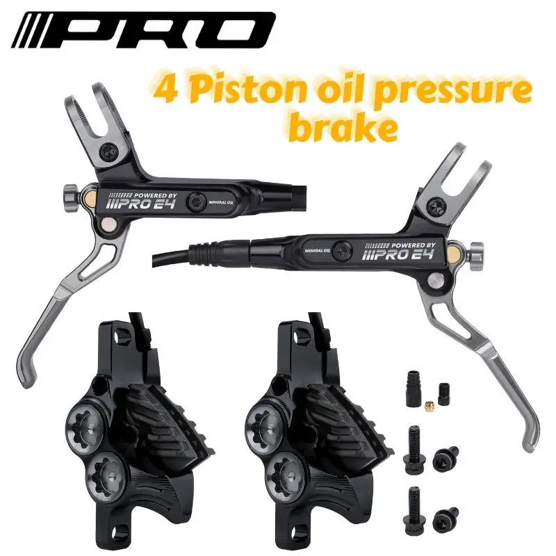 IIIPRO E4 Mountain Bike Hydraulic Disc Brake 4 Piston Bike Brake Oil Pressure 800/1550mm Front Rear Brake Bike Parts