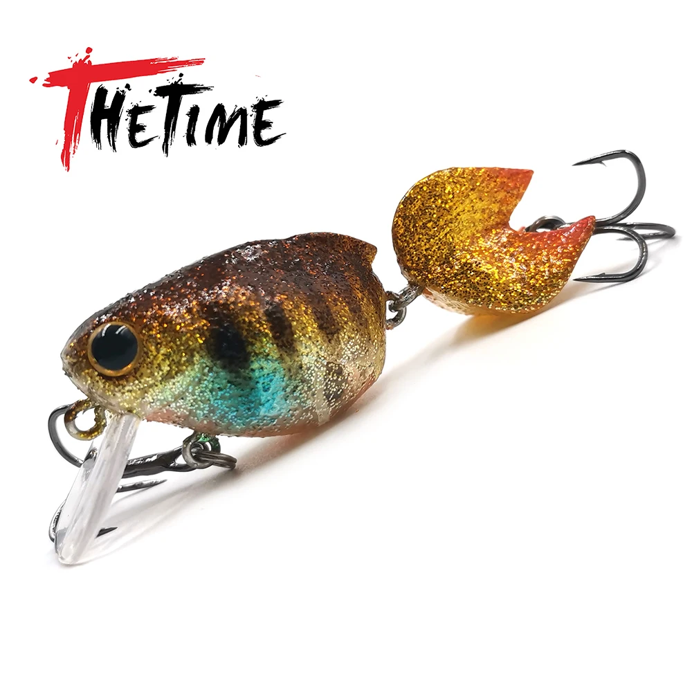 TheTime 7g PONYO Floating Crankbait Lures 2 Sections Artificial Wobblers Crank Hard Bass Bait Fishing Tackle 60mm Trout Wobblers