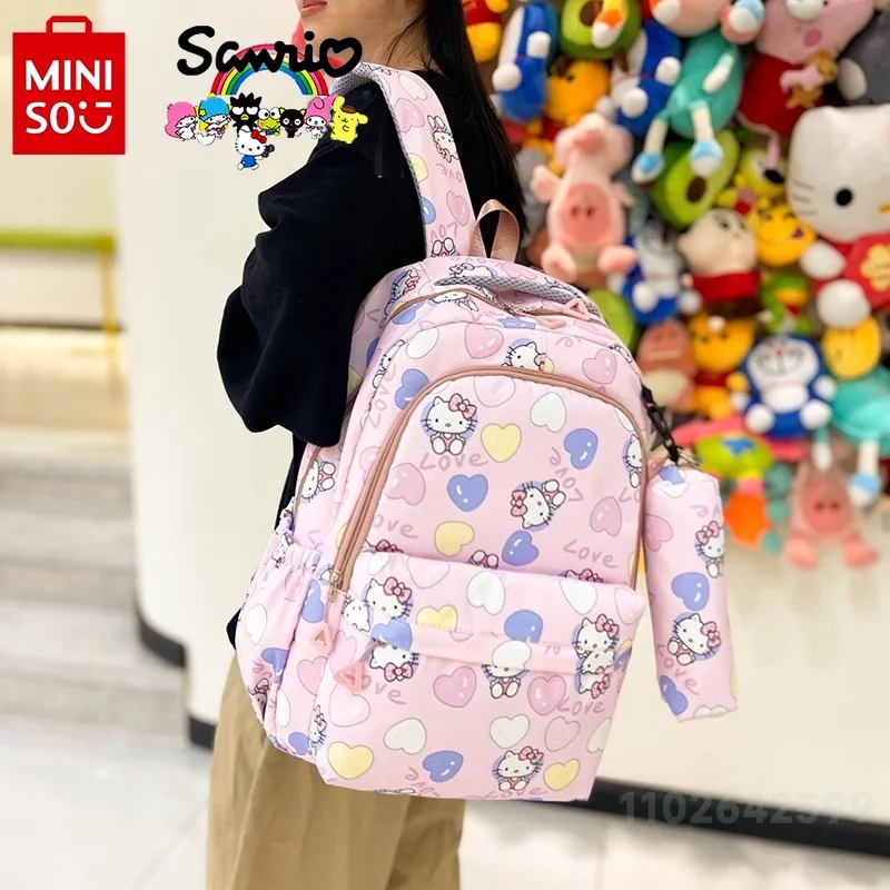 MINISO 2024 New Women's Backpack Fashionable High Quality Girl Backpack Cartoon Small Fresh Large Capacity Student Backpack