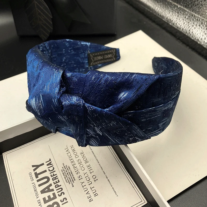 Luxuriöses blaues Haarband für Damen – Neues, modisches Kopfschmuck-Haarband mit breitem Rand für die Haarwäsche – Detail 2