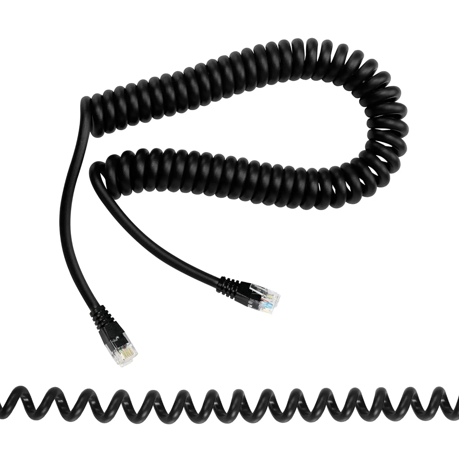 RJ12 Telephone Cord, 6P6C Male to Male Retractable Spring Cable (1.5m/4.92ft, Black)