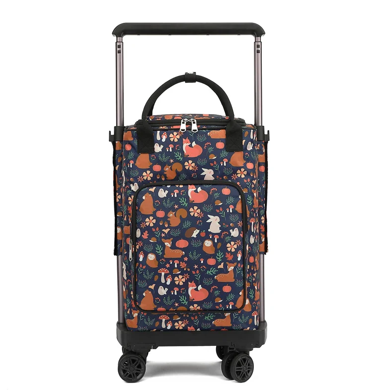 Carrito de compras de comestibles para mujer con rueda giratoria, bolsa aislante para compras con ruedas, bolsa ligera para carrito de compras de supermercado