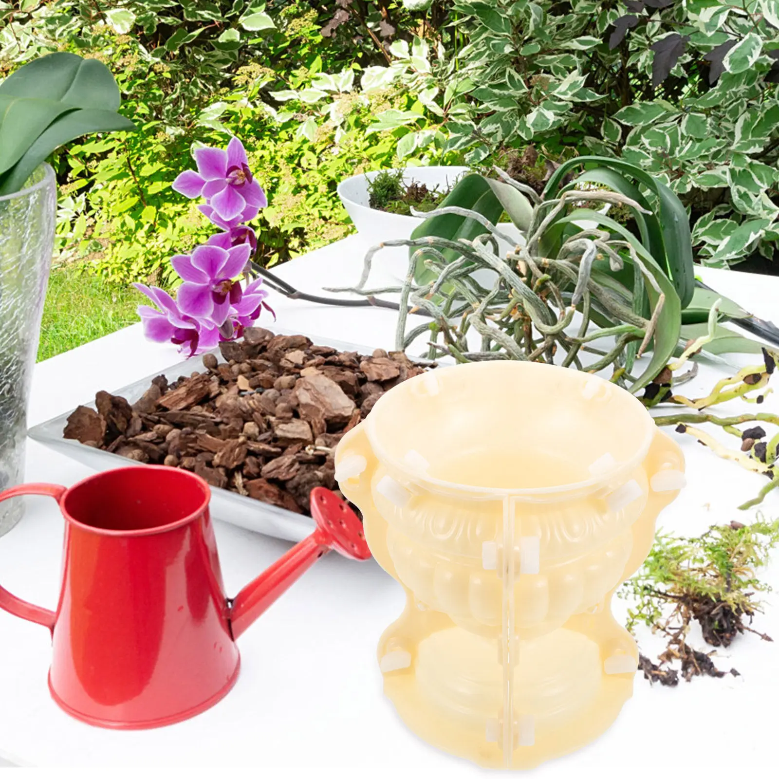 

Форма для цветочного горшка 18 см, круглая, легкая, прочная, из пластика, для легкого извлечения из формы, антипригарная, для декора, бетонные формы для декора.