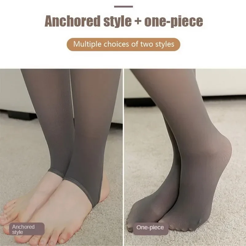 Thermal Stockings Women Fleece Lined Tights Warm Winter High Waist Sexy Translucent Black Pantyhose Thermal Legging Tights view 3